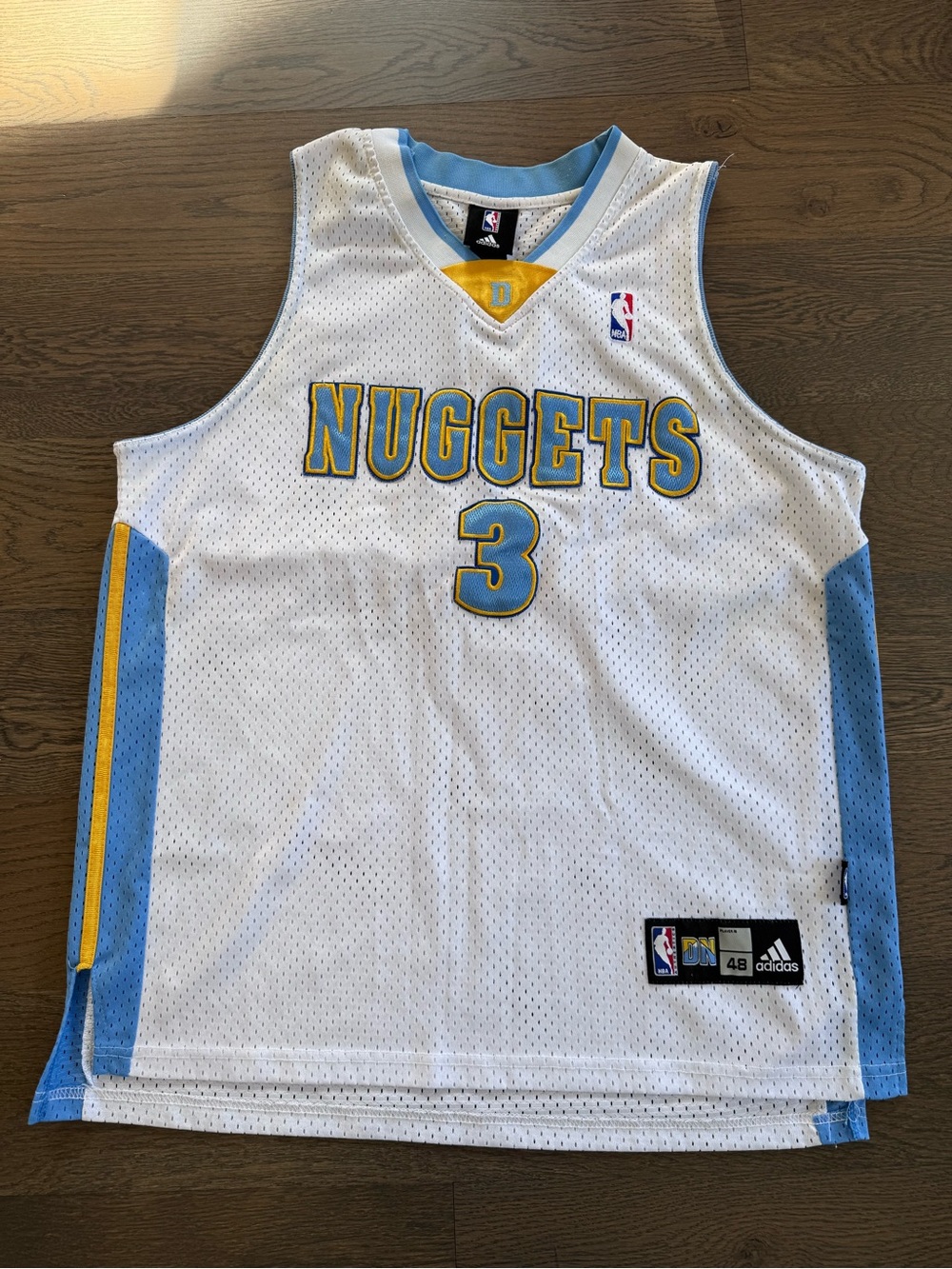 Iverson Denver Nuggets #3 Adidas White and Light Blue Jersey